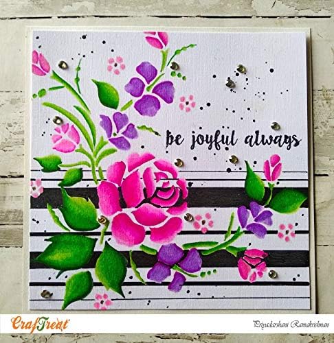 Crafeat Rose šabloni za farbanje na drvu, platnu, papiru, tkanini i zidu - Buket ruža - Veličina: A4 - DIY