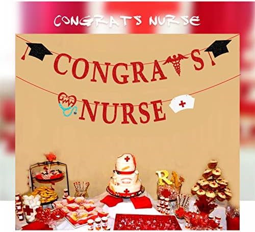 2023 medicinska sestra Banner, Glittery Conattans Nurse Banner Rn Garland Photo Read Banner za zabavu Početna