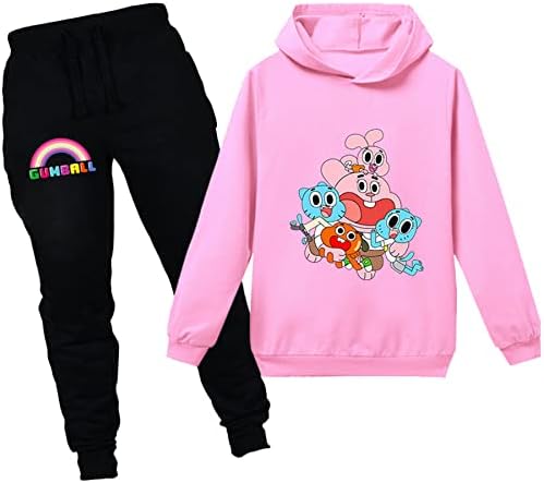 Bootfu Girls 2pcs Jesen Zimska odjeća Grafički grafički duks pulover s kapuljačom i trenerke Ležerna trenerka