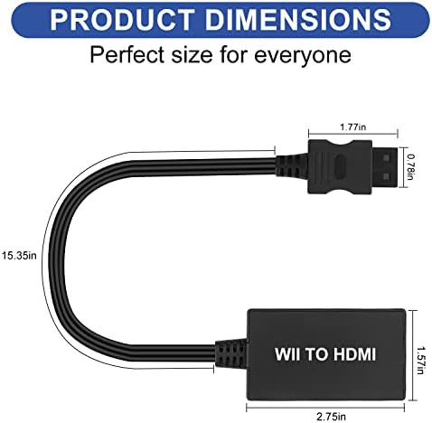 Wii do HDMI Converter, Wii do HDMI adaptera 1080p 720p izlazni video i audio sa 3,5 mm Jack Audio, podržite