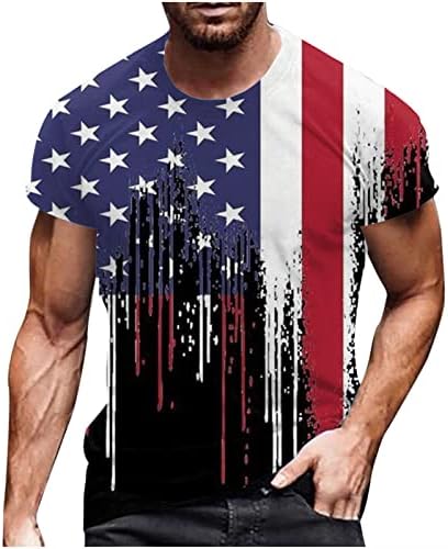 Dnevne majice za memote za muškarce Američka zastava tiskana posada vrata kratkih rukava majica patriotične