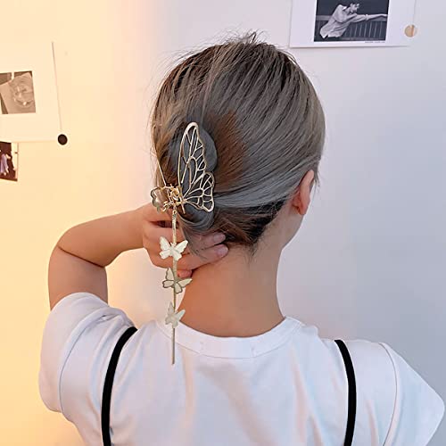 Leptir za kosu metalna kandža kandža za kosu zlatna leptira kandža za kosu leptir za kosu za kosu klipni klizni čeljusti za kosu oblici modni pribor za kosu leptir tassel dizajn za žene djevojke