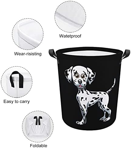 Slatke Dalmatinske korpe za veš sa štampom za pse sa ručkama vodootporne sklopive okrugle korpe za odeću
