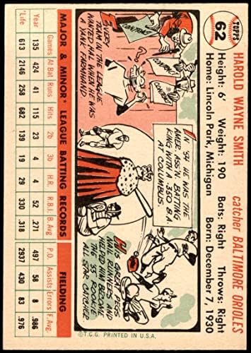 1956 TOPPS 62 Hal W. Smith Baltimore Orioles Ex / MT Orioles