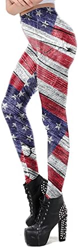 4. jula tajice visokog struka za žene američka zastava trčanje Yoga helanke Ultra meke brušene rastezljive atletske pantalone za teretanu
