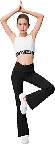 Daligirl bootcut joga hlače bljeskalice za djevojke - crossover vike plesne hlače sa džepovima za tinejdžere