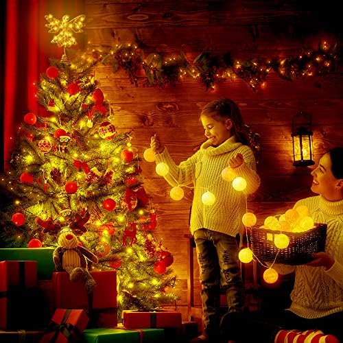 Yujun Božićno stablo, Xmas Angel Tree Topper Gold 20 Svijetli bateriju 3D izdubljeni anđeoski topper za