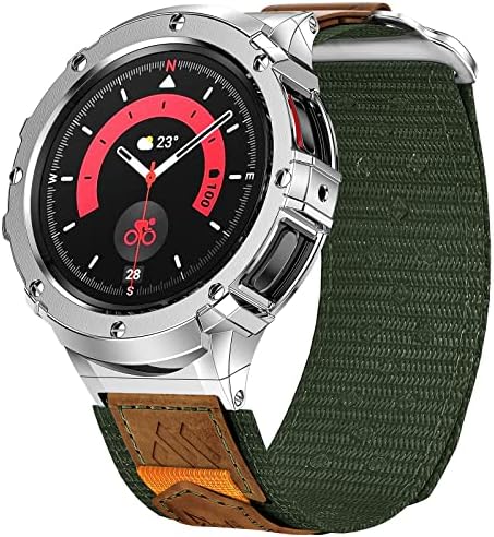 Miohhr metalna futrola sa bendovima kompatibilna sa Galaxy Watch 5 Pro Band, muškarci Čvrsti pleteni najlonski