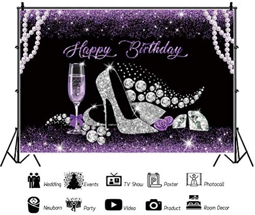 Leowefowa luksuzne srebrne svjetlucave potpetice ženska pozadina za rođendan 5x3ft ljubičaste svjetlucave