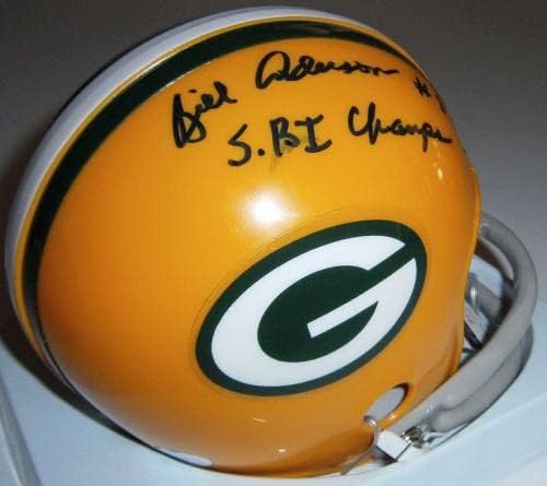 Pakeri Bill Anderson potpisan mini kaciga w / SB i Champs JSA COA auto autographed - autographed NFL Mini