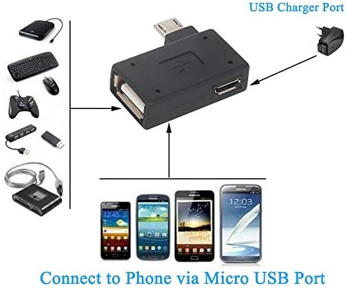 Micro USB OTG adapter Levo + pravi ugao 90 stupnjeva 2 u 1 mikro USB port za punjenje napajanja Kompatibilan
