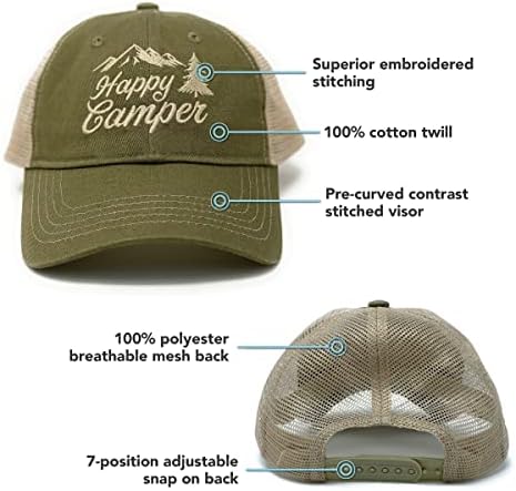 Happy Camper Hat, kamping kapu, kampiranje kamiondžija, kamp, ​​pokloni kampera, bejzbol šešir