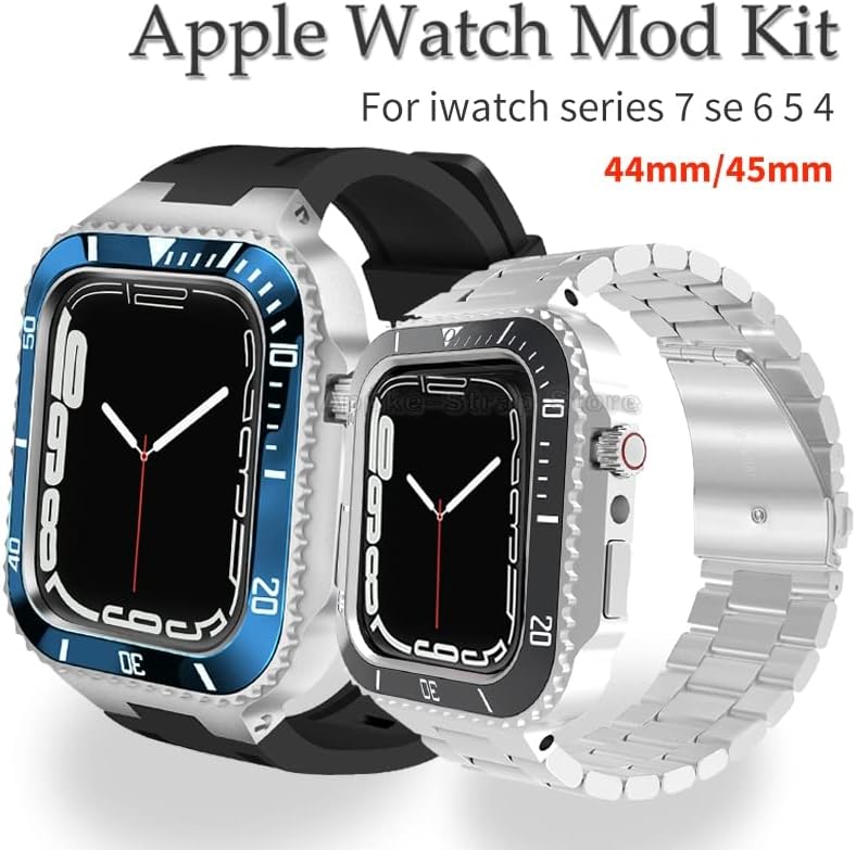 CNHKAU 44mm Luksuzni mod za Apple Watch Band 8 7 45mm metalna zaštitna pokrov za iWatch seriju 6 SE 5 4