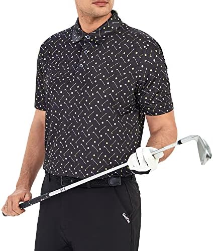 Esabel.C Golf majice za muškarce kratki rukav Print Performance Moisture Wicking Polo Shirt