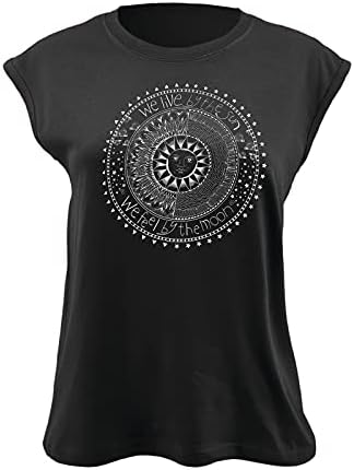 Ženska tee vrhova kornjača grafički grafički print Flowy Yoga obrezano ljeto mekano udobno ramena majica tee za bluza