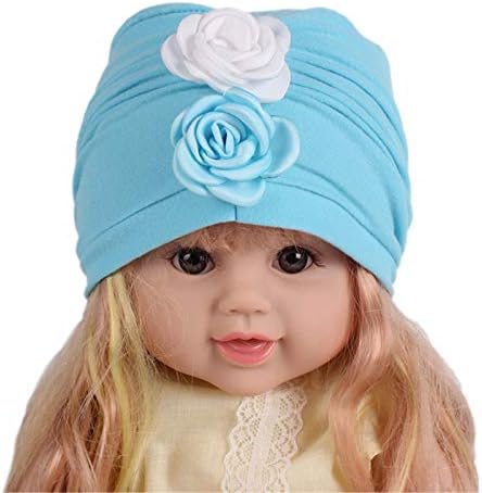 Qhome Girls Chunky Top Beanie Dvostruke cvijeće Skully Cads Kids Hat Turban Dječji turbante Oprema za kosu