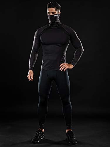 DRSKIN 2 ili 1 pakovanje muške maske za masku TURTLENECK Kompresijske košulje vrhunske sportske rukave Baseleere Trčanje atletski trening