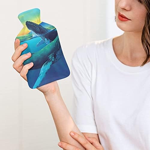 Grbavi kitovi Wonderland štampana boca za toplu vodu sa mekanim plišanim poklopcem gumena torba za ubrizgavanje