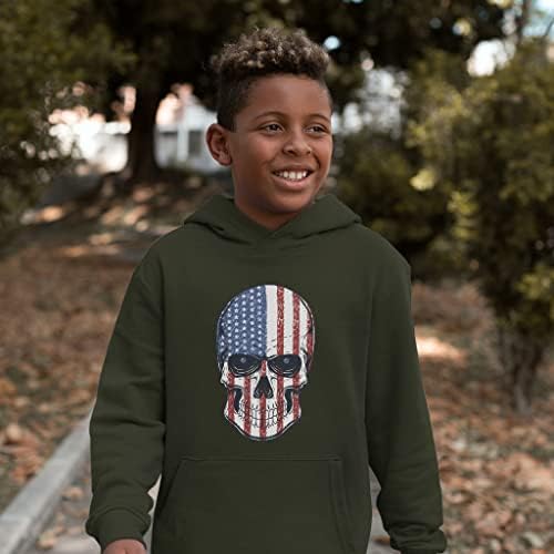 Američka zastava lubanja Kids 'spužva fleece hoodie - lobanja dječja kapuljača - Cool Hoodie za djecu