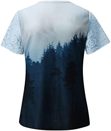 Ženske košulje Žene Ljetne vrhove čipke rucfff majica kratkih rukava Crewneck casual labavi labavi tunički