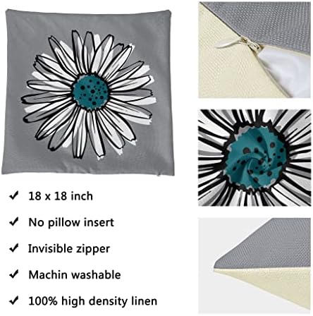 BRILLISTAR Teal Dekorativni jastuci 18x18 Set od 4 teal Gery jastuk sa modernom geometrije cvjetni ukrasni