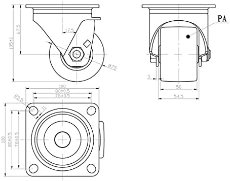 SDGH nosivosti 600kg 3 inčni kotačići kotači sa kočnicom za teške kolica alatni strojevi veliki opremnik