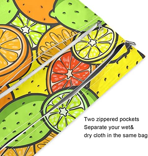 Zzxxb limunska narančasta vodootporna mokra torba za višekratnu krpu za ponovnu upotrebu pelene sa suha