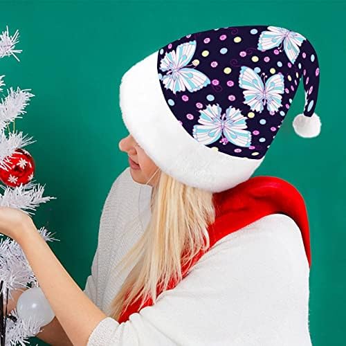 Dijamant Butterfy uzorak Funny Božić šešir Santa Claus kape kratki pliš sa bijelim manžetama za Božić odmor