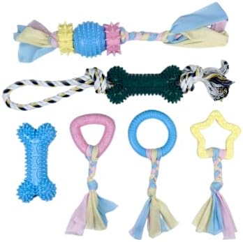 Agieg 3 Pack Puppy Chew Toys za zube slatka meka guma i pamučni konop za male i srednje pse, igračke za