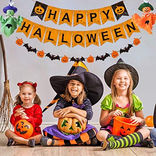 Naiwoxi Halloween ukrasi za djecu ili odrasle - Halloween Hanging Ghost, kosturi za bundeve vijugavi, baner,
