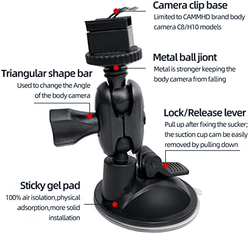Cammhd Kamera za usisavanje kamere Auto držač za usisavanje, držač za crticu za automobile 360 ​​° podešavanje