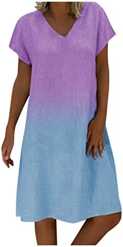 Momfei Ženska tunika Thewing majica Haljina kratkih rukava Tie Dye Ombre Loose Plus Veličina haljina