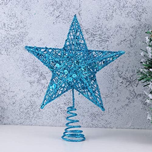 Amosfun 20cm Božićno stakleno željezno Zvjezdano Topper blistavo božićno ukrašavanje ukrasa za božićne zalihe