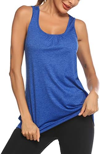 Beyove Open Back Workout Tank Top Shirts Activewear Exercise Athletic yoga Tops for Women Small Blue