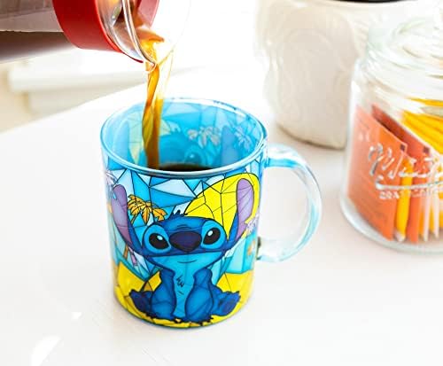 Disney Lilo i Stitch Mosaic staklena šolja | Tropical Velika šalica za kafu za espresso, kofein, piće, kućne