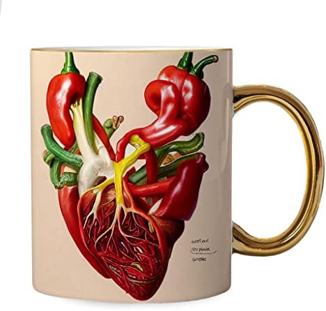 Heart Anatomy Mug - Chili Pepper Gold rub i drška šolja-Cool šolja