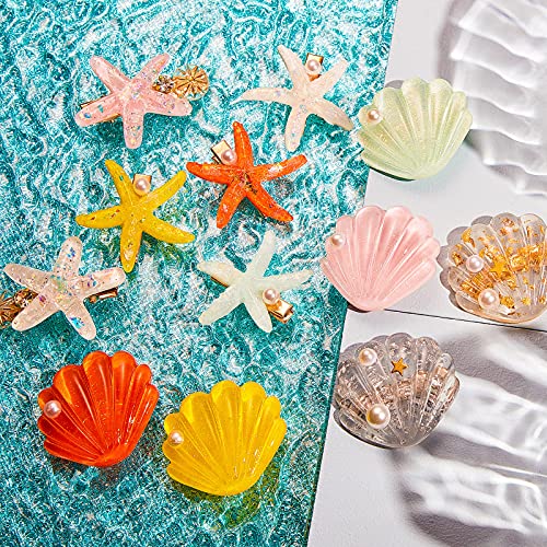 12 Komada Umjetni Shell Pearl Starfish Seashell Set Kopči Za Kosu Akrilna Smola Djevojka Dama Kopča Za Kosu