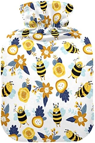 Oarencol Funny Bees Flowers flaša za toplu vodu vreća za toplu vodu sa poklopcem za toplu i hladnu kompresiju