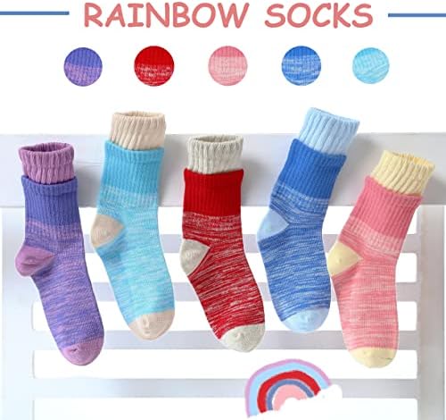 Markere Girls Bespremljene posade pamučne čarape Djeca Ležerne prilike čarape Škole čarape Rainbow Stripes