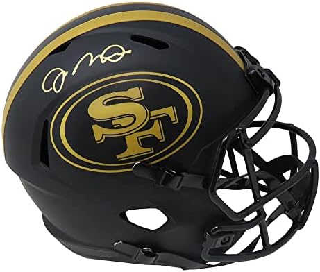 Joe Montana potpisao San Francisco 49ers Eclipse crni mat Riddell Speed replika NFL kacige pune veličine