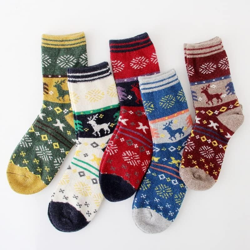 Cheeseandu 5 paira Ženska čarapa od vune, vintage debeli pleteni zime tople čarape Žene čarape, mekane casual