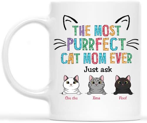 Ziloda personalizovane šolje za kafu za mačke za zaljubljene Lady Woman, prilagođene do 4 mačke sa imenima,