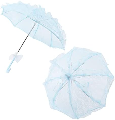Beufee 2pcs čipka vjenčani kišobran, plavi kišobran za vjenčanje čipke parasol suncobran za mladenke kišobrane