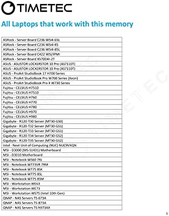TimeTec 32GB komplet DDR4 2666MHz PC4-21300 Neplaćeni ECC UDIMM 1.2V CL19 2RX8 Dual Rang 260 PIN SODIMM