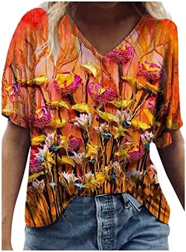 Juniors Leptir Slikanje Grafičke majice Deep V izrez Bluze Košulje Kratki rukav Ležerne prilike Ljeto Fall