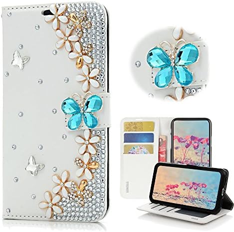 STENES Bling Case za Huawei Mate 20-Stylish - 3D Handmade Crystal Butterfly Flowers Floral Magnetic Wallet