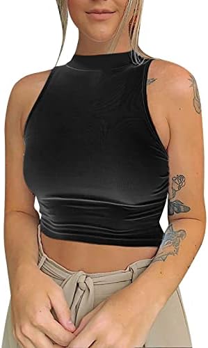 Giligege ženska majica kratkih rukavica Yoga sportske navolje od polovine vest od veza sa visokim vratima