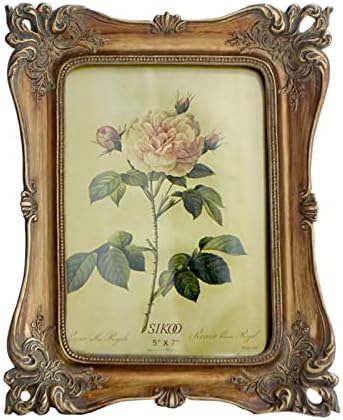 Sikoo Vintage Frame Antique ukrašeni foto okvir okvira Stolni prostor i zid viseći sa staklenim frontom visoke rezolucije za kućni dekor, fotogalerija, umjetnost