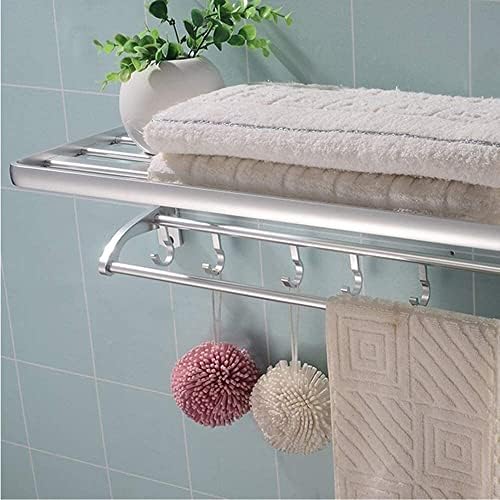 Omoons ručnik za ručnik, zid vjenčanje Pravi materijal Izdržljiv prostor za pohranu prostor Aluminijski zadebljani ručnik za kupatilo kupatilo Kupatilo držač za ručnike Dekoracija / srebrna / 60cm
