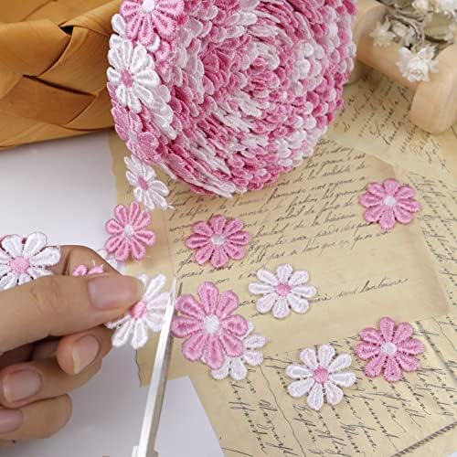 Idongcai cvijeće čipka bijela ružičasta lanac guipure čipka cvjetna vjenčana obloga traka šivalica tratinčica